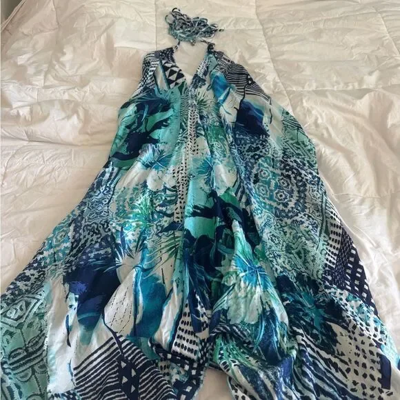 RR Hawaii Resort Multiway Dress One Size Rayon Halter Convertible Beach Cover Up - Picture 7 of 12